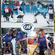 Happy Athletes who have been assisted by CAF - surfing skiing running racing in wheel chairs