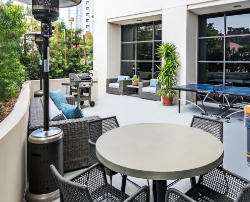 Outdoor area of high-end office suite in San Diego