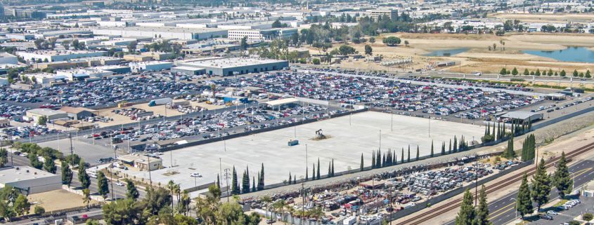 Aerial of Industrial Outside Storage site in Anaheim