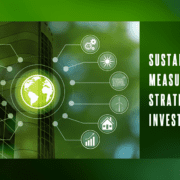 Sustainable measures - strategic investment overlayed globe with eco-friendly icons