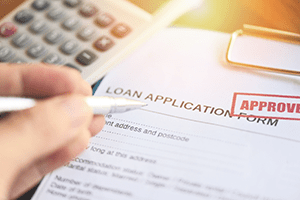 Loan Application with approval stamp