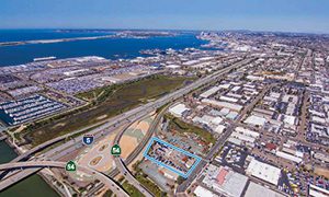 aerial view of 3202 Hoover in National City with ocean in the background