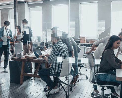 busy creative office space