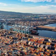 Aerial of logistic operations at the Port of Los Angeles