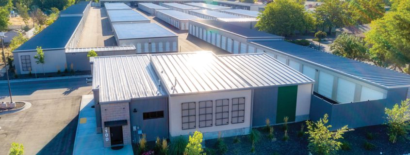 aerial view of an attractive and clean self-storage facility