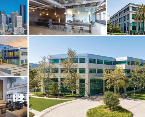 Photo Collage of office buildings and interior office space