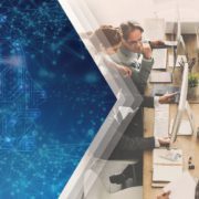 Busy office area with AI overlay