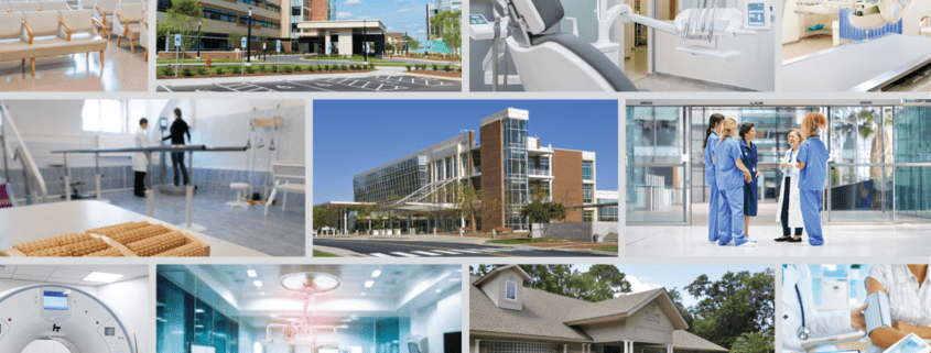 Collage of medical office buildings and medical uses