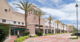 empty outdoor retail shopping center with beautiful palm trees