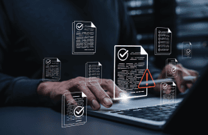 Man reviewing a variety of documents on state and local regulations
