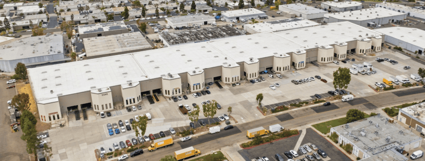 aerial of small-bay industrial building on Distribution Ave in San Diego