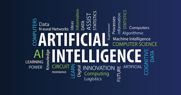 Artificial Intelligence Word Cloud - computers data neural networks ideas information data assist statistics cognitive innovation logistic learning power algorithmic processes machine
