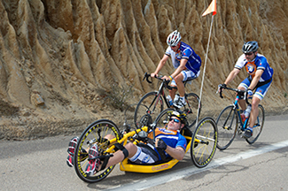 Eric Northbrook on handcycle on the Million Dollar Challenge Ride